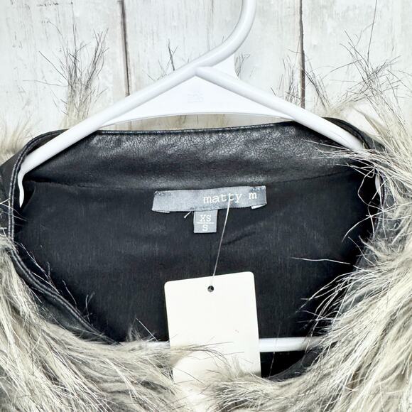 Matty M Vest Women Size XS/S Faux Fur Sleeveless Midi Open Front Leather Lined - Picture 2 of 7